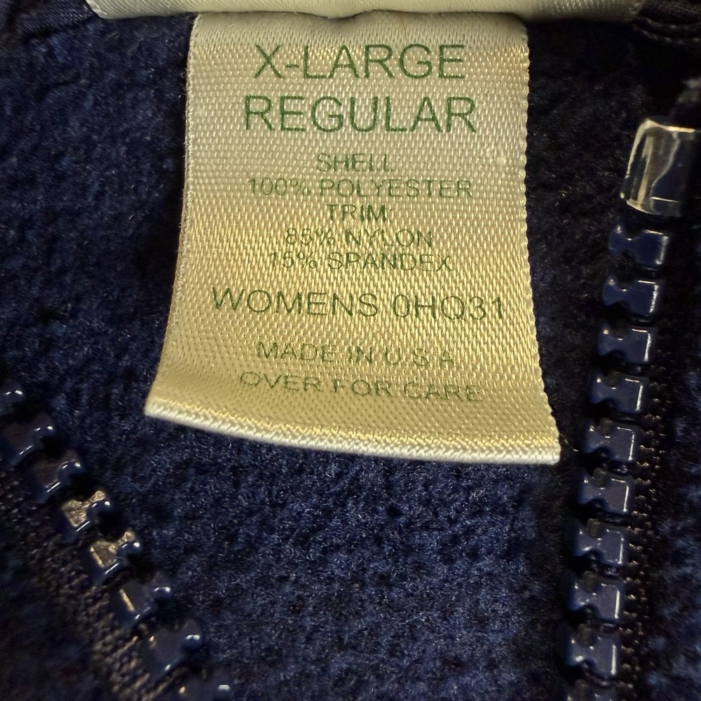 LL Bean Fleece Pullover Womens XL Regular 1/4 Zip Navy Blue USA Made Jacket - Picture 3 of 6